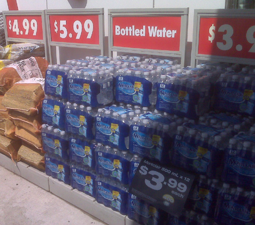 bottled water in the sun